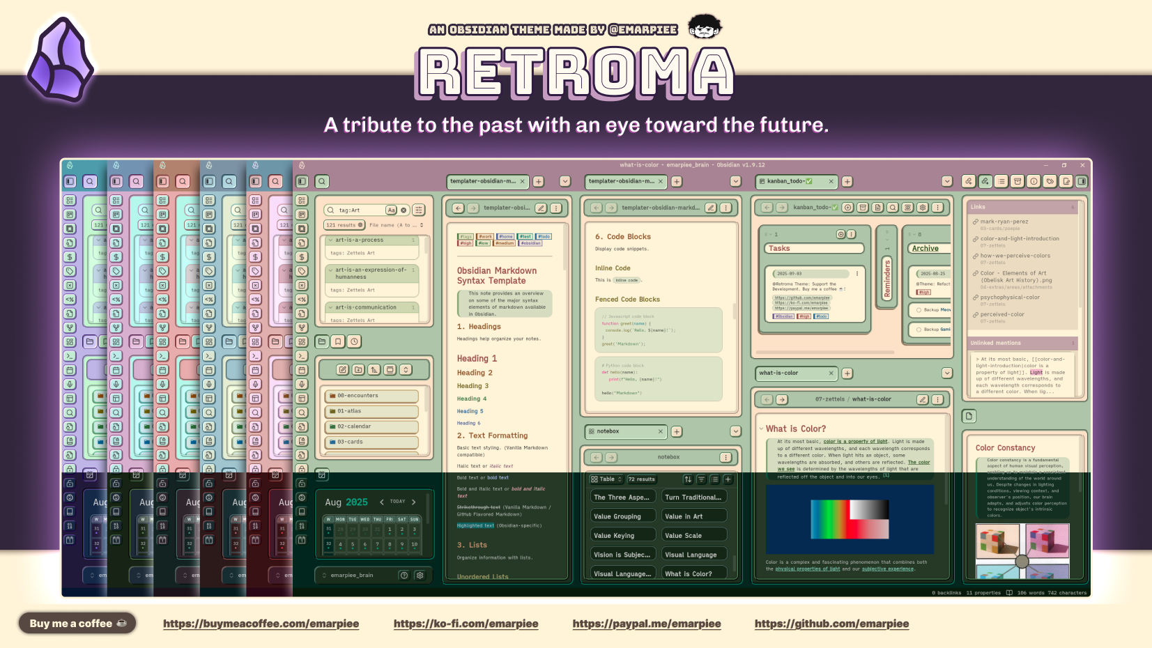 Retroma, an Obsidian Theme