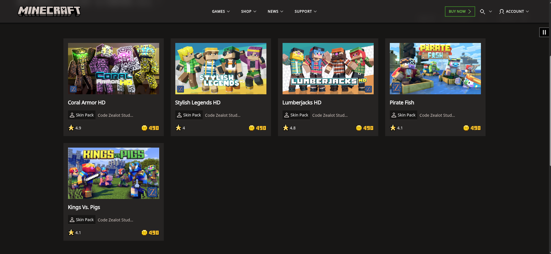 Code Zealot Studios LLC Minecraft Products