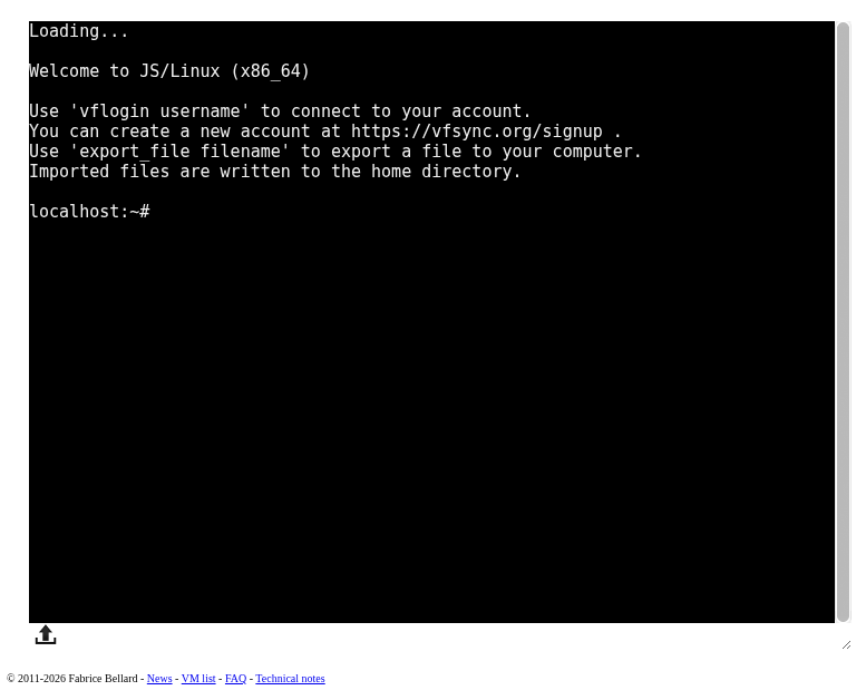 JSLinux Emulator Running in Browser